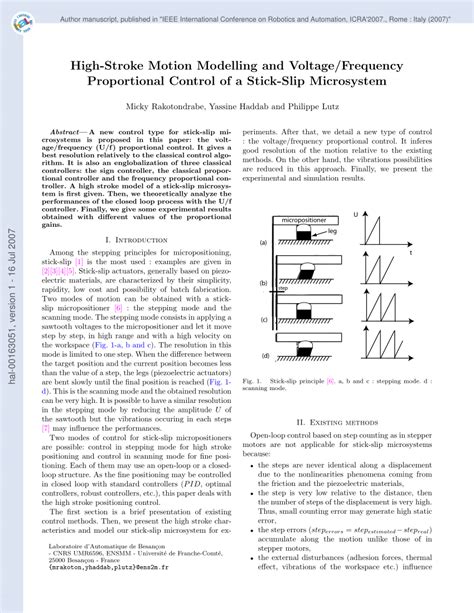 Pdf High Stroke Motion Modelling And Voltage Frequency Proportional