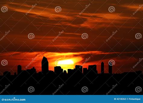 San Diego Skyline at Sunset Stock Illustration - Illustration of modern ...