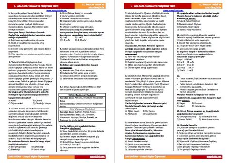 8 Sınıf T C İnkılap Tarihi ve Atatürkçülük Kazanım Testleri Sosyal