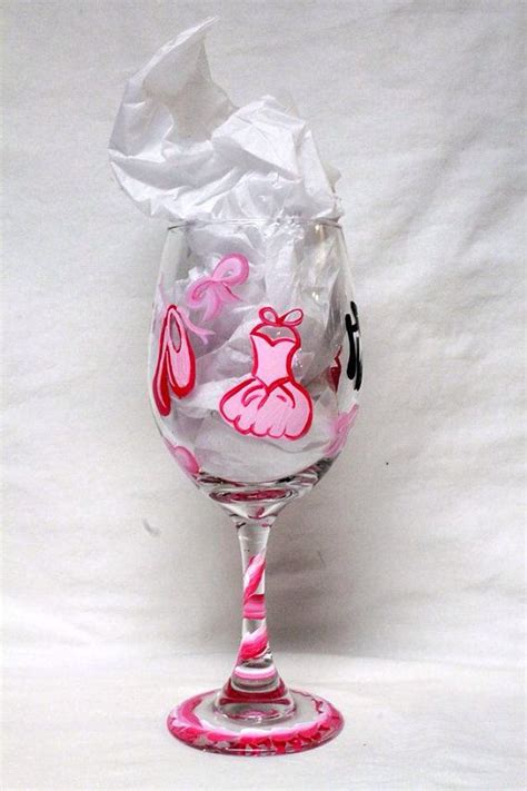 Hand Painted Dance Wine Glass With Tutu Ballet Shoes And Whimsical Dance Moms Quotes Dance