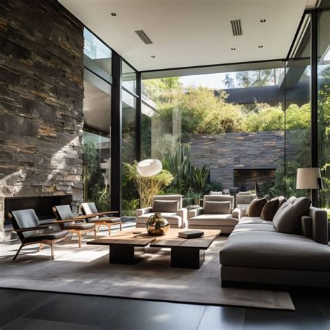 slate stone living room interior design ideas  images