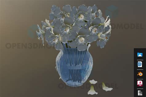 クリスタル花瓶の花無料3dモデル 3ds Blend Fbx Max Skp Open3dmodel