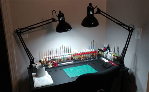 Paint Station Upgraded With Dual Swing Arm Lamps For Each Lamp And