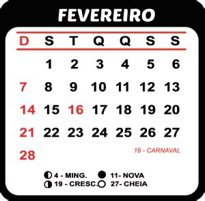 Calend Rio Fevereiro Feriados E Fases Da Lua Imagem Legal