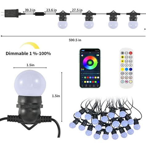 Outdoor LED String Lights Waterproof Indoor Decor Lights Patio Garden ...