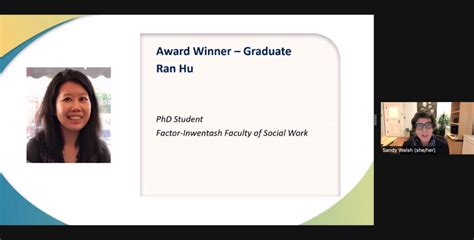 Ran Hu Receives U Of Ts Graduate Award For Scholarly Achievement In