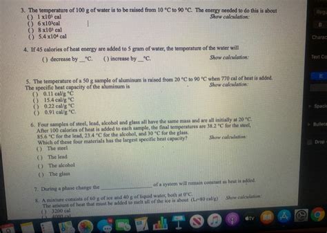 Solved The Temperature Of G Of Water Is To Be Raised From Chegg