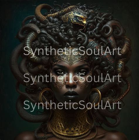 Black Medusa Digital Art Print Ai Generated Midjourney Etsy