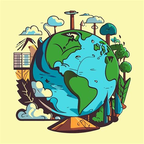 Premium Vector | Handmade Climate Change Art on Planet Earth