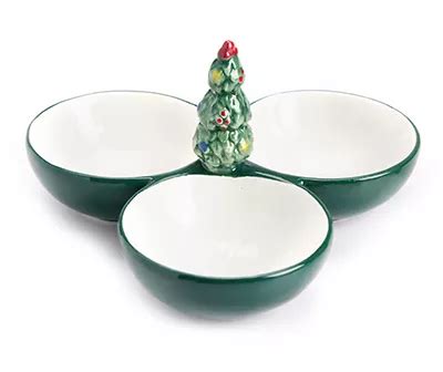 Santa's Workshop Green Christmas Tree Triple Dip Bowl | Big Lots