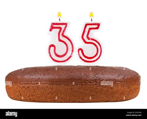 birthday cake with candles number 35 isolated on white background Stock ...