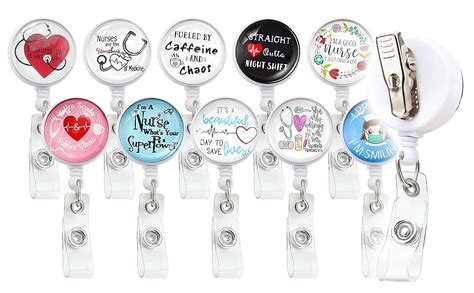 Famall Pcs Nurse Badge Reel Retractable Nurse Badge Holder Name Id