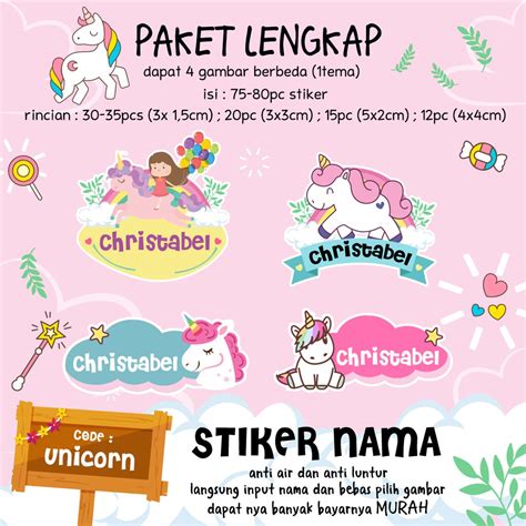 70pcs Stiker Nama Lucu Shopee Indonesia