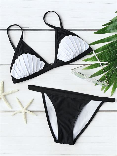 Contrast Shell Pattern Triangle Bikini Setfor Women Romwe