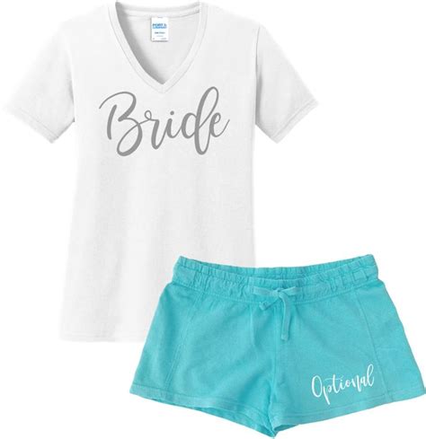 Bride T Shirt And Shorts Pajama Set Personalized Brides Short Pajama