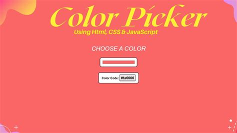 Color Pickers Using Html Css And Javascript Rgb Hex Hsl Colors Youtube