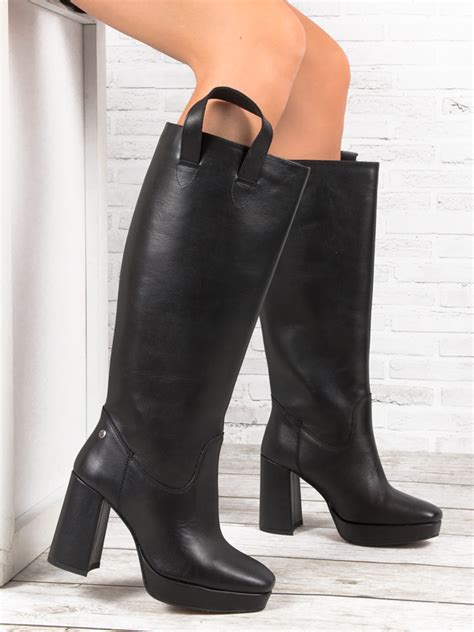 Maciejka Black Leather Knee High Boots Maciejka