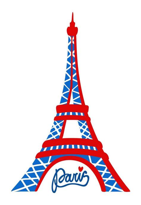 Eiffel tower in colors of french flag. Paris, France. Bright isolated ...