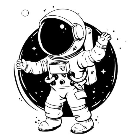 Astronauta En Traje Espacial Ilustración Vectorial En Fondo Blanco Vector Premium