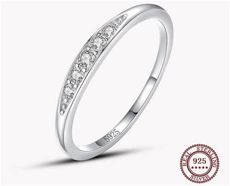 Bague Femme Fille En Argent 925 1000 Zircon Transparent Bagues