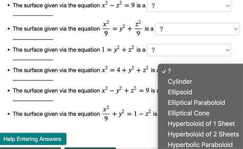 Solved The Surface Given Via The Equation X2−z29 Is A