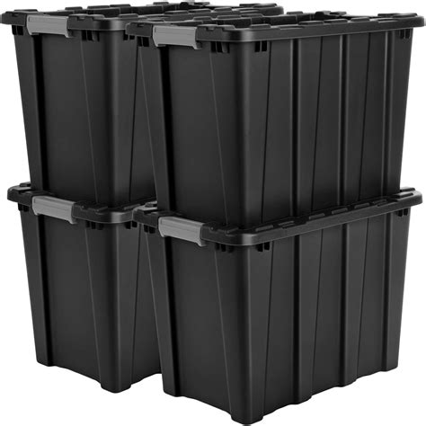 V12 11gal Plastic Bins With Latching Lids Stackable Tote Box Containers