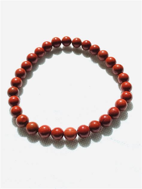 Tumbled Stone Bracelets Wholesale Red Jasper 6mm Round Bead Bracelet