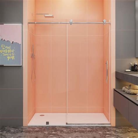 Mcocod 60 In W X 76 In H Single Sliding Frameless Soft Close Shower Door In Brushed Nickel