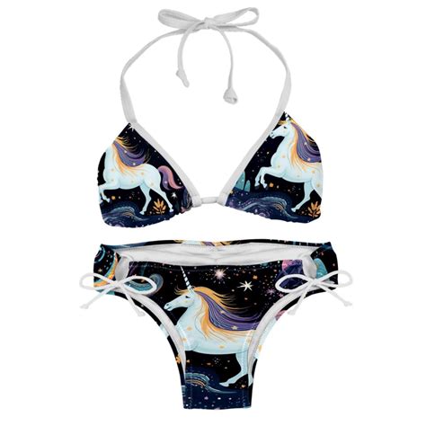 Starry Unicorn Swimsuit Bikini Set With Detachable Sponge And