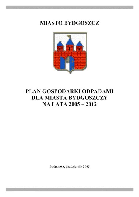 PDF PLAN GOSPODARKI ODPADAMI DLA MIASTA BYDGOSZCZY NA PLAN