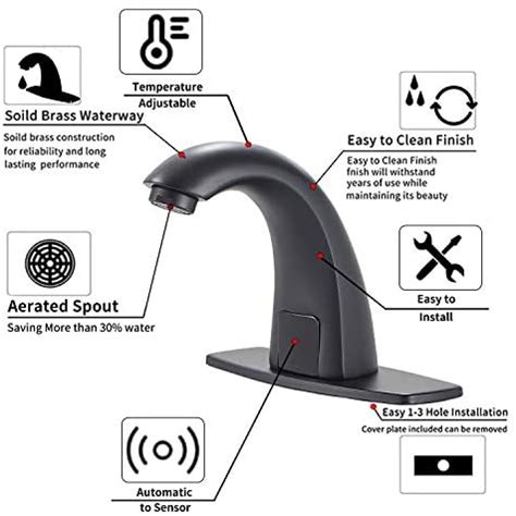 GGStudy Automatic Sensor Touchless Bathroom Sink Faucet With Hole Cover