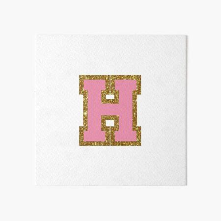 Gold And Pink Varsity Letter H Art Board Print For Sale By