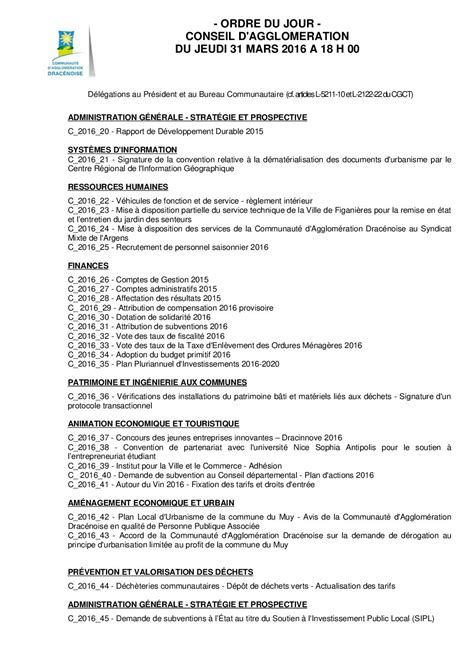 Calam O Conseil D Agglomeration Du Mars