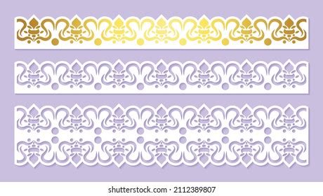 Gold Border Decorative Paper Cut Lines Stock Vector (Royalty Free ...