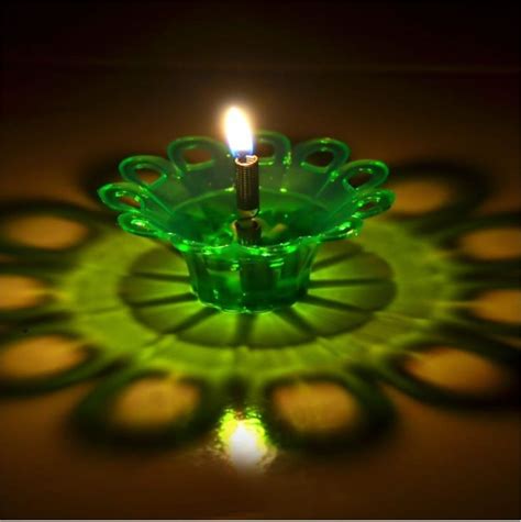 Green Plastic Reflection Diwali Diya Set Finish Type Meenakari At Rs