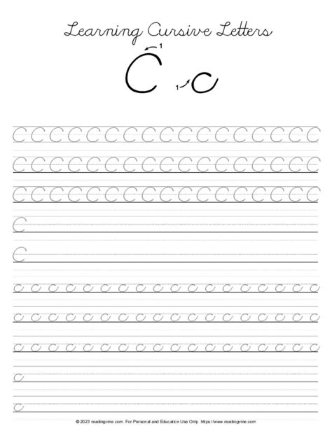 Cursive Writing - Letter C | ReadingVine.com