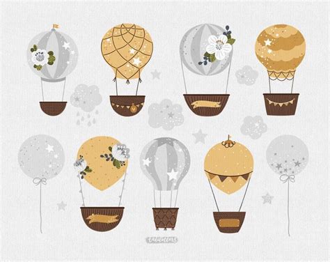 Hot Air Balloon Clipart Baby Shower Clipart Gender Neutral Etsy Balloon Clipart Hot Air