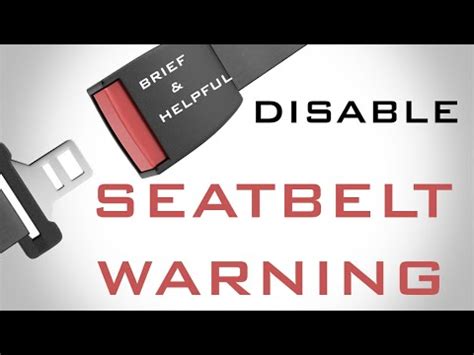 How To Disable Seat Belt Warning Chime