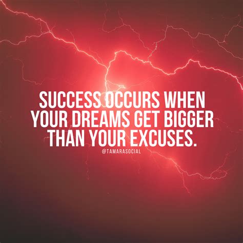 Success Occurs When Your Dreams Get Bigger Than Your Excuses