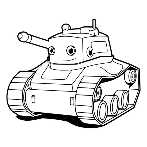 Premium Vector | Cartoon tank on a white background for coloring book