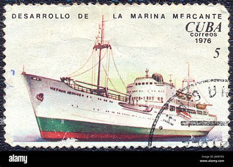 Cuba Circa Postage Stamp Printed In Cuba Shows Vintage Ship