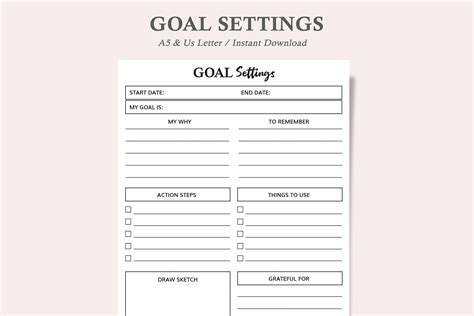 Goal Setting Templateorganizer Pages Graphic By Watercolortheme