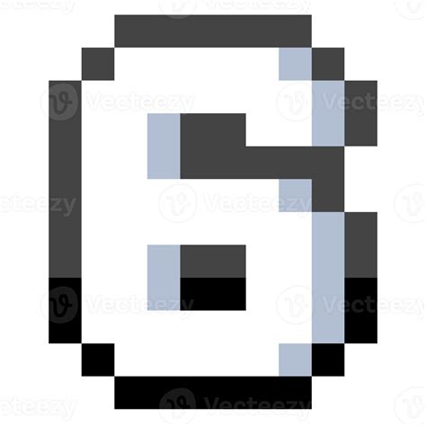 Pixel Number 6 With Black Line 27517712 Png