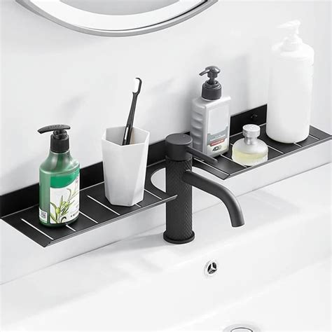 Etagère Douche Noir en Aluminium Serviteur de Douche sans Perçage