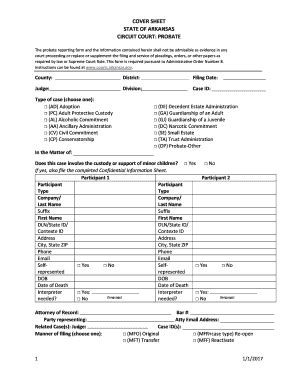 Fillable Online Courts State Ar Cover Sheet State Of Arkansas Circuit