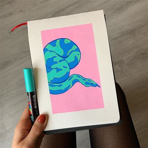 Posca markers on watercolour paper (sketchbook) | Stift