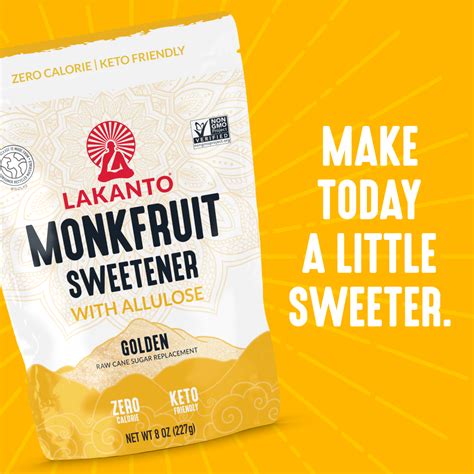 Lakanto Golden Monk Fruit Sweetener With Allulose Raw Cane Sugar Substitute Erythritol Free