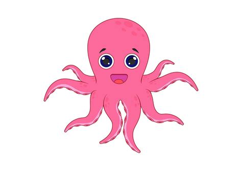 octopus cartoon character vector illustration isolated  white