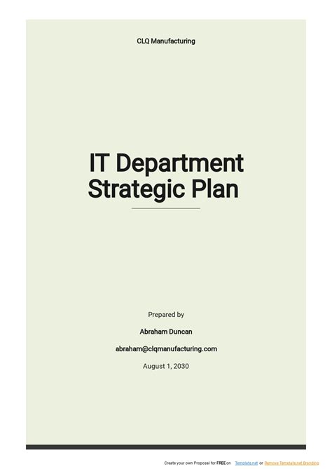 It Department Strategic Plan Template Google Docs Word Apple Pages