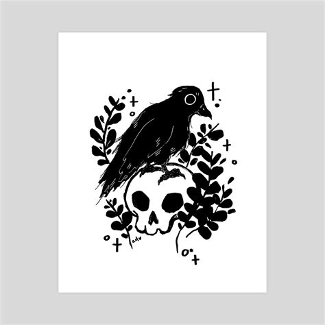 Raven & Skull, an art print by Ashley Donahue - INPRNT